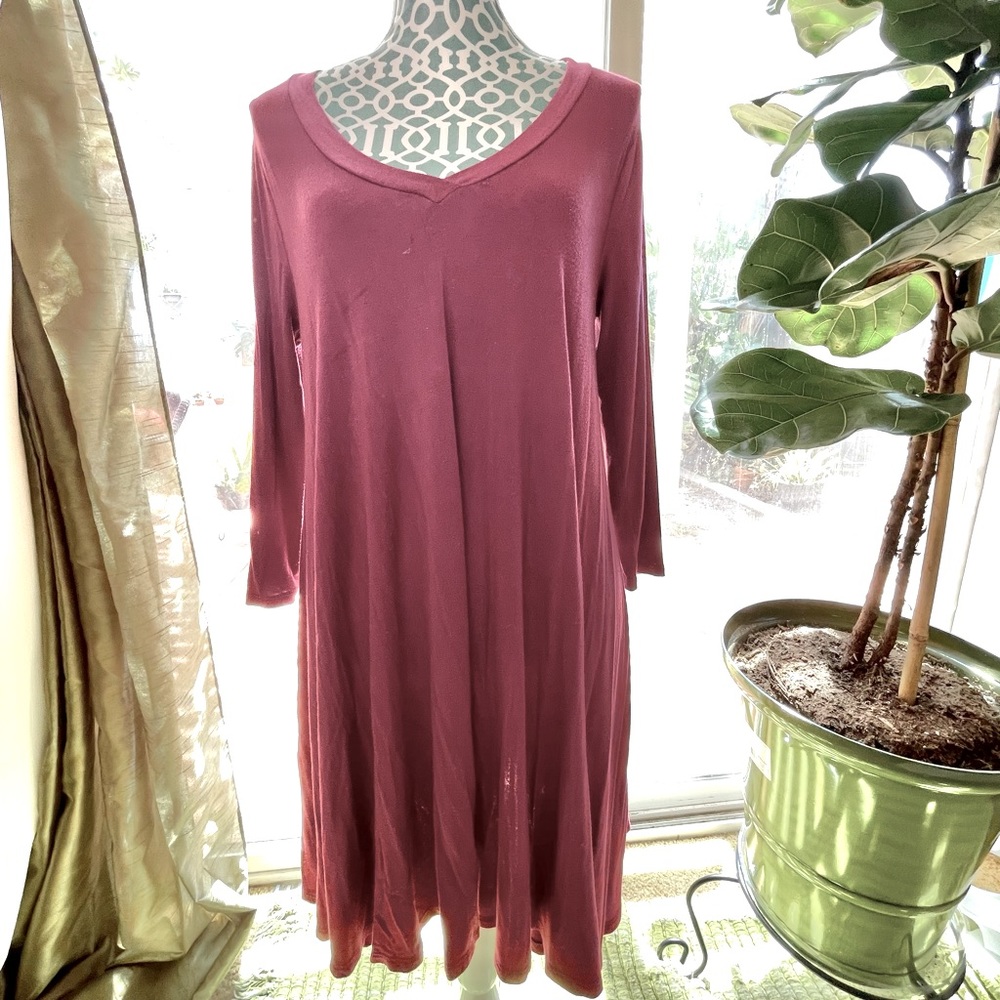 Charlotte Russe Magenta Long Sleeve Tent Dress